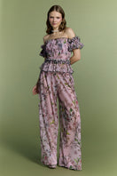 Nur Karaata Tropic Allure Co-ord Set featuring a stylish matching top and pants in vibrant tropical print.