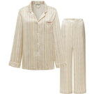 Multicolor striped Little Heart long pajama set by Not Just Pajama, featuring cozy fabric and playful design for kids.