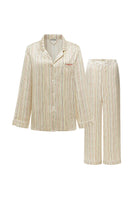 Multicolor striped Little Heart long pajama set by Not Just Pajama, featuring cozy fabric and playful design for kids.