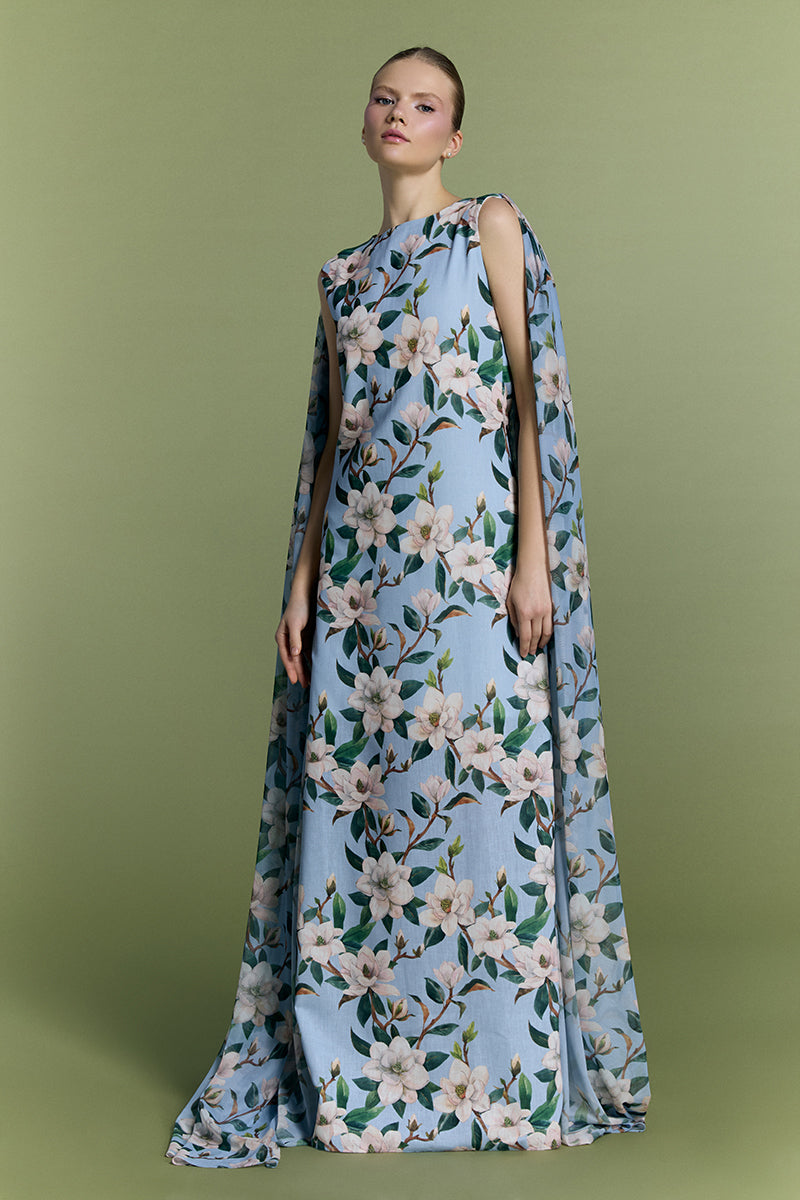 Nur Karaata Whisper Wind gown showcasing flowing fabric and elegant design in a soft, lightweight gown.