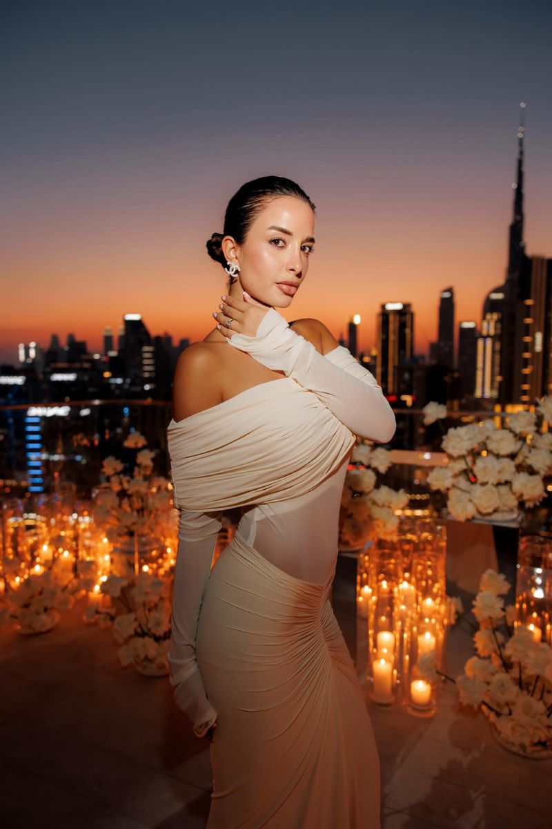 Deme By Gabriella JOLENE off-shoulder ruched gown with fitted bodice and flowing skirt, elegant evening wear for formal occasions.