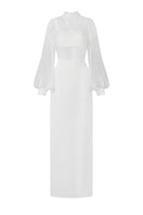 Le Thanh Hoa Ethereal Elegance co-ord set featuring a stylish top and matching skirt with flowing, elegant fabric.