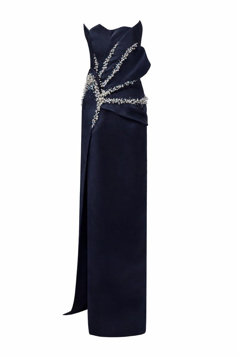 SIRENA WATER SILK TAFFETA DRESS IN DARK NAVY | CULT MIA