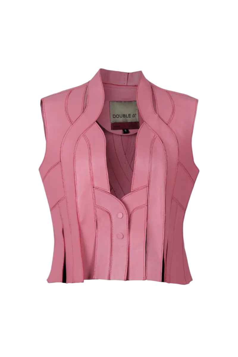 BRIANNA II LEATHER VEST IN BLUSH PINK | CULT MIA | Double A
