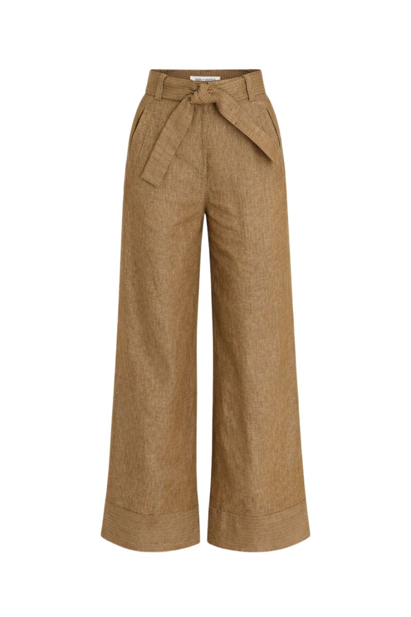ANA + MARIA ACAR pants in Apple Cinnamon color, featuring a relaxed fit and stylish design, shown in this image.