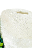 Serpent big shoulder bag by Sac de Soul in white silver with green tones, featuring a textured serpent pattern and spacious design.