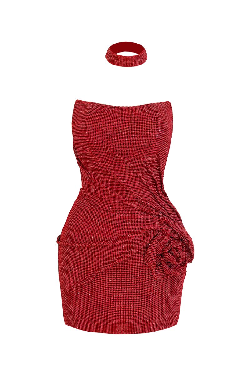 METALLIC ROSE MINI DRESS - CULT MIA