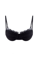 Suncillo Gina sparkly black bikini top with shimmering fabric and adjustable straps, designed for stylish swimwear.