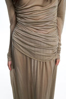 Chictopia draped jersey maxi dress with flowing fabric and elegant silhouette, perfect for casual or formal occasions.