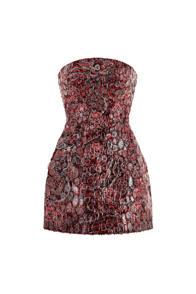 ila moss strapless sequined mini dress Ila Moss Strapless Mini Dress - Silver