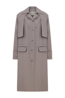 Gray trench coat by ColoReve, stylish jackets with a classic tailored fit and button details, displayed on a mannequin.