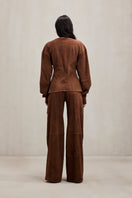 Deme By Gabriella Chelsea co-ord set in chocolate brown, featuring a matching top and pants, casual and stylish for everyday wear.
