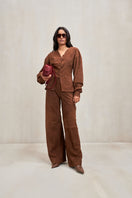 Deme By Gabriella Chelsea co-ord set in chocolate brown featuring matching top and pants, casual and stylish for everyday wear.