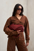 Deme By Gabriella Chelsea co-ord set in chocolate brown, featuring a stylish matching top and pants ensemble.
