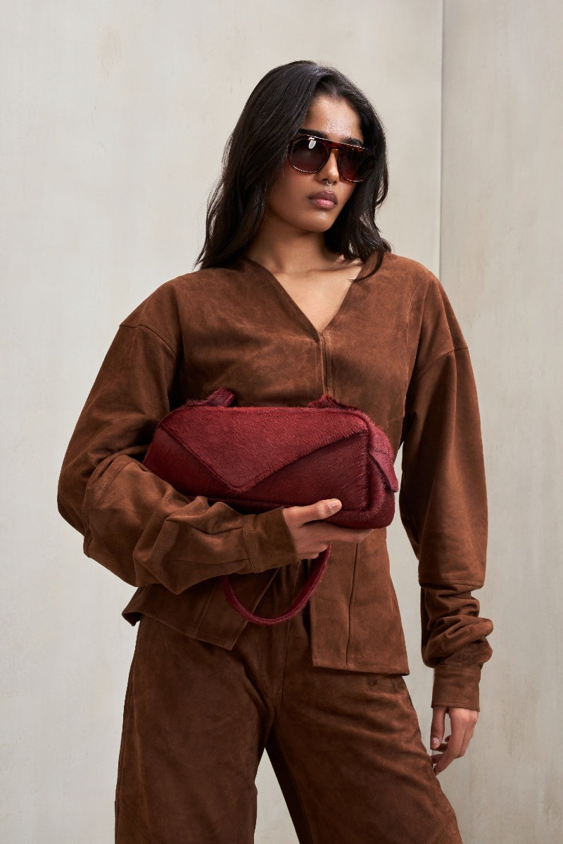 Deme By Gabriella Chelsea co-ord set in chocolate brown, featuring a stylish matching top and pants ensemble.