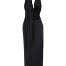 Aquarel Studio black maxi dress from the Solace collection, flowing fabric, sleeveless design, elegant and stylish for formal occasions.