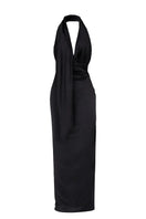 Aquarel Studio black maxi dress from the Solace collection, flowing fabric, sleeveless design, elegant and stylish for formal occasions.