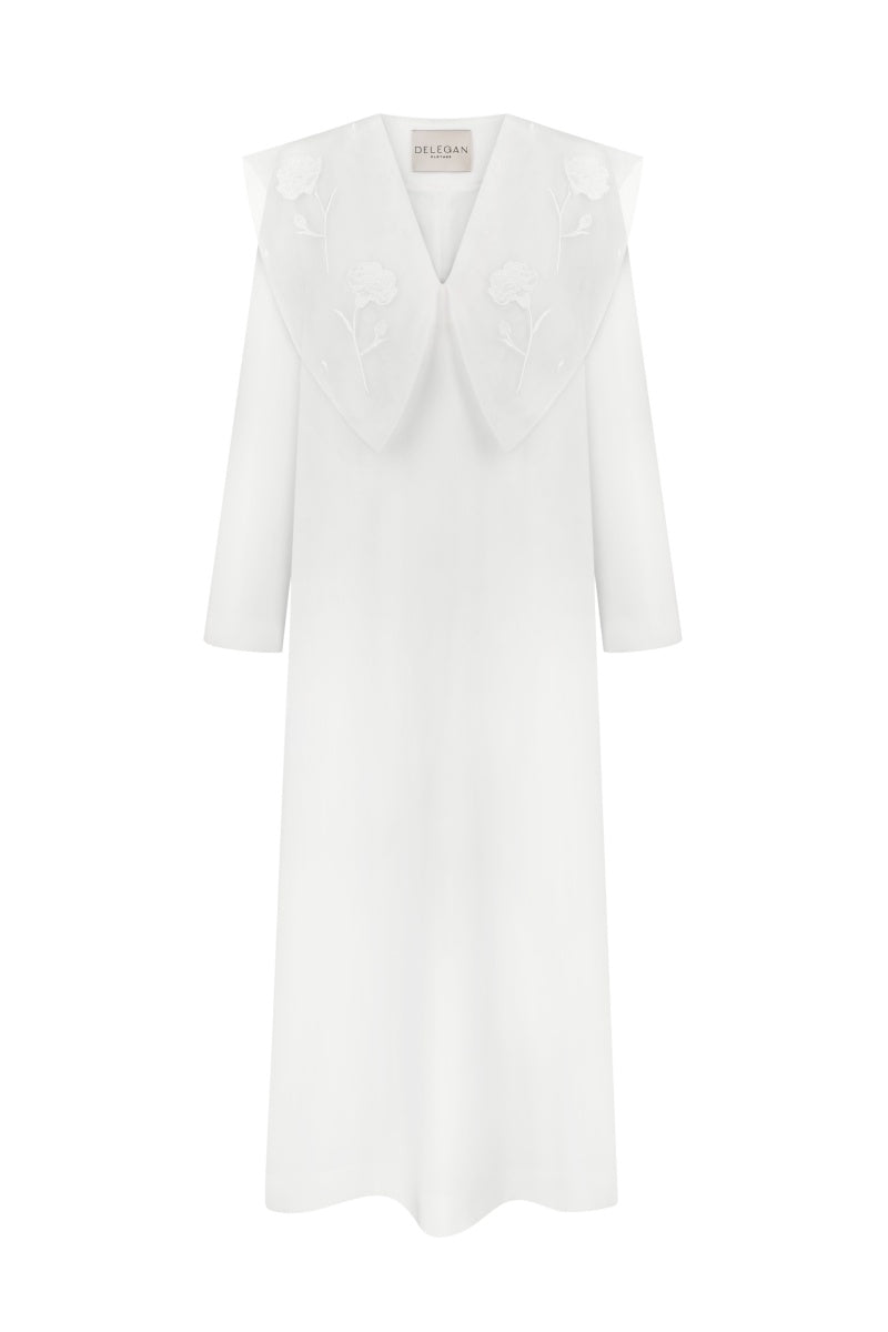WHITE BLUEDOTTLE MIDI DRESS - CULT MIA