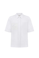 BlueDotTLE shirt by Delegan, stylish men's shirt with a classic collar and button-front design, shown in a close-up image.