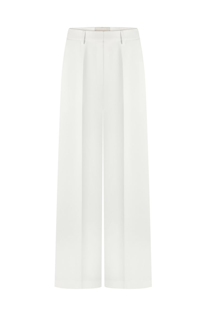 WHITE HIGHT-RISE WIDE LEG PANTS - CULT MIA