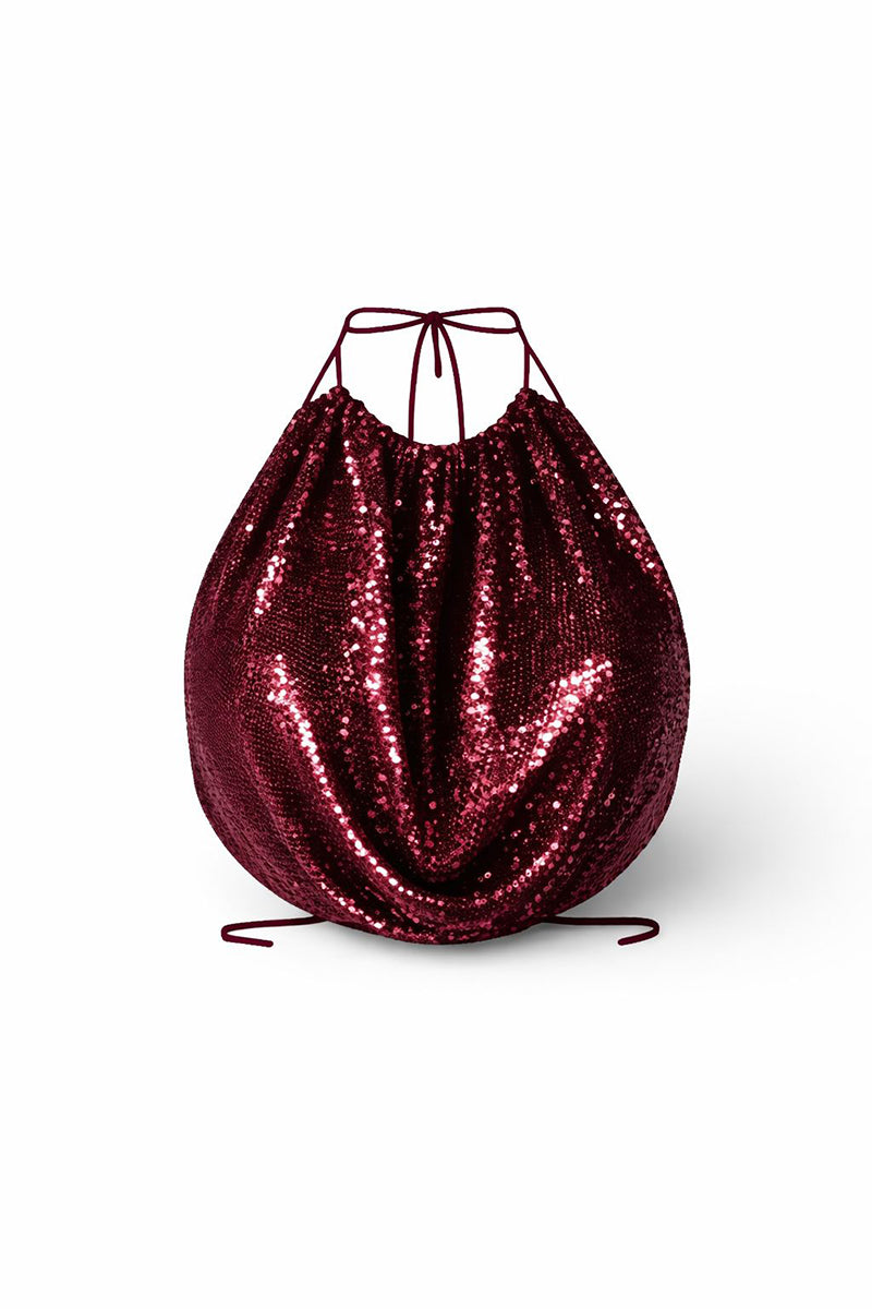 Aquarel Studio burgundy Kaya top showing a stylish sleeveless design with a round neckline and smooth fabric.