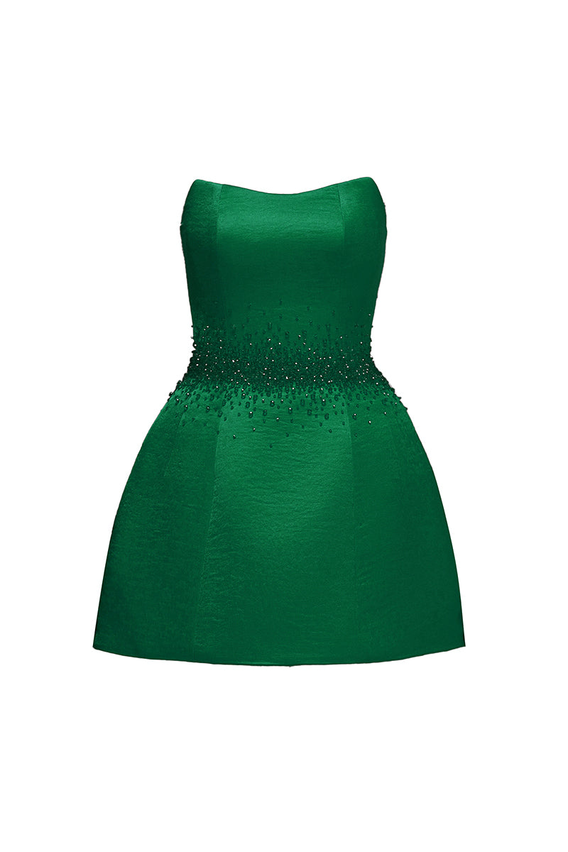 ROBE MINI BUSTIER VERT FONCÉ