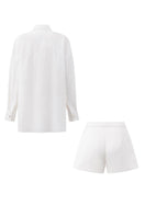 Eloise lace mixed raw shirt set by 21Six, stylish co-ords with lace details and a modern, casual fit, shown in the image.