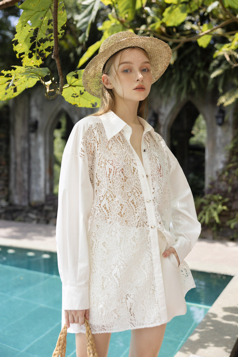 ELOISE LACE MIXED RAW SHIRT SET - CULT MIA