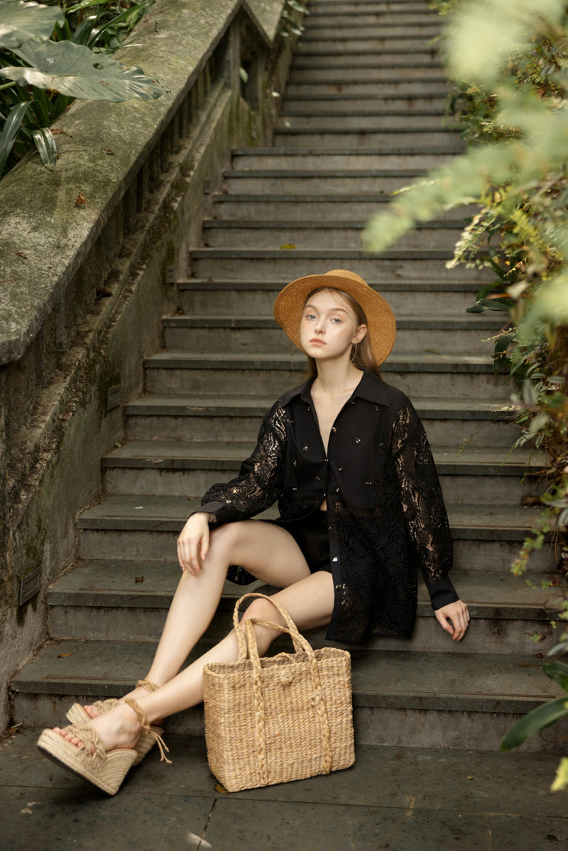 ASTRID LACE CRYSTAL SHIRT SET - CULT MIA