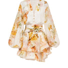 BY HAÓ Rosalie layered mini dress in multi with vibrant, flowing fabric and tiered design, perfect for stylish casual wear.