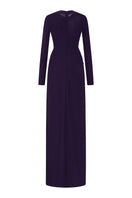Purple RAYA Glitter Jersey Dress by 21Six, a stylish gown with shimmering fabric and elegant fit.