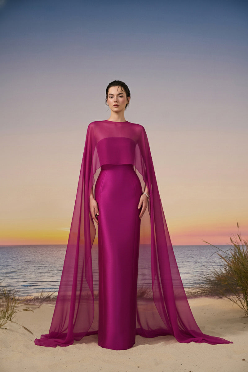 SIROCCO ROYAL TAFFETA AND SILK DRESS IN PURPLE