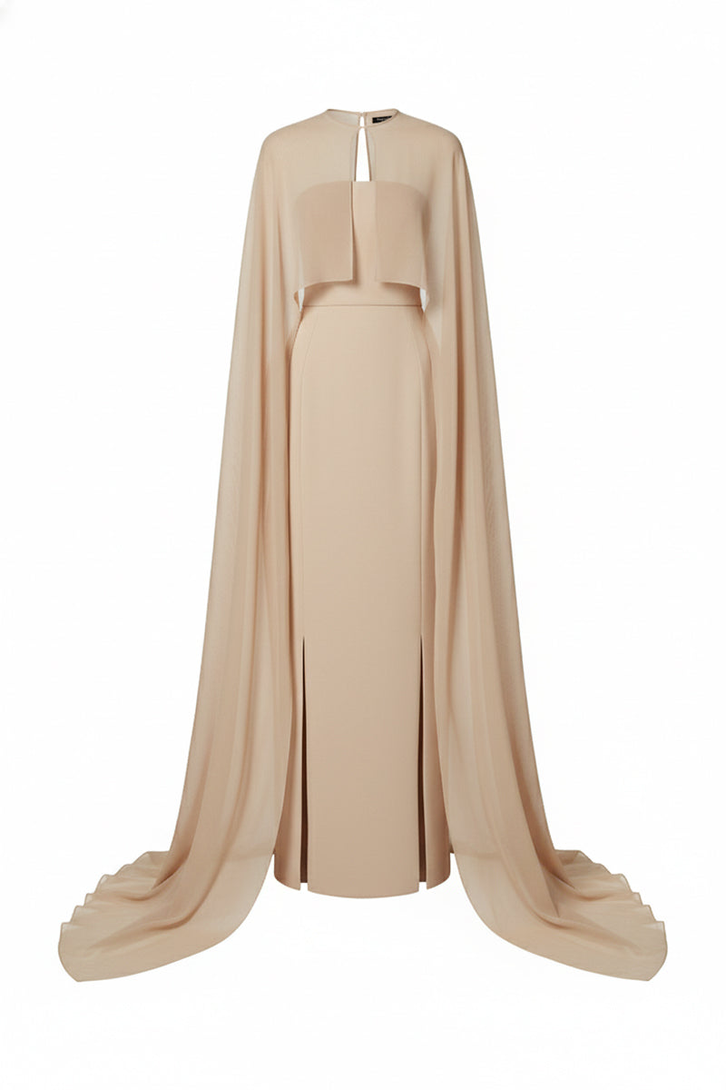 SIROCCO ROYAL TAFFETA AND SILK DRESS IN BEIGE