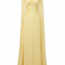 Pink chiffon gown by 21Six, CULT MIA X 21SIX Mira in pastel yellow, flowing fabric, elegant design, full-length dress.