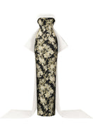 Elegant Versailles jacquard and taffeta gown by I.H.F with intricate detailing and flowing silhouette, perfect for formal occasions.