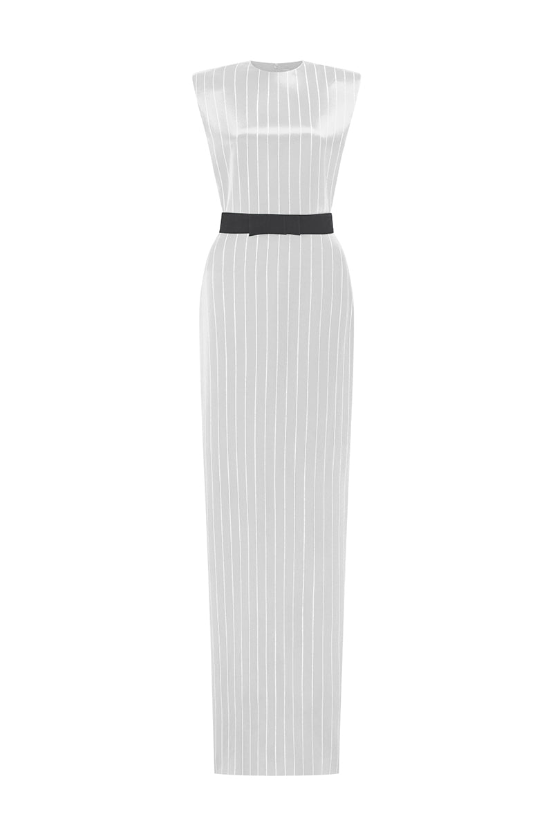 STRIPED SILK WHITE GOWN