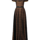 Black Vine Guipure Lace Gown by I.H.F, featuring intricate lace details and elegant flowing fabric.