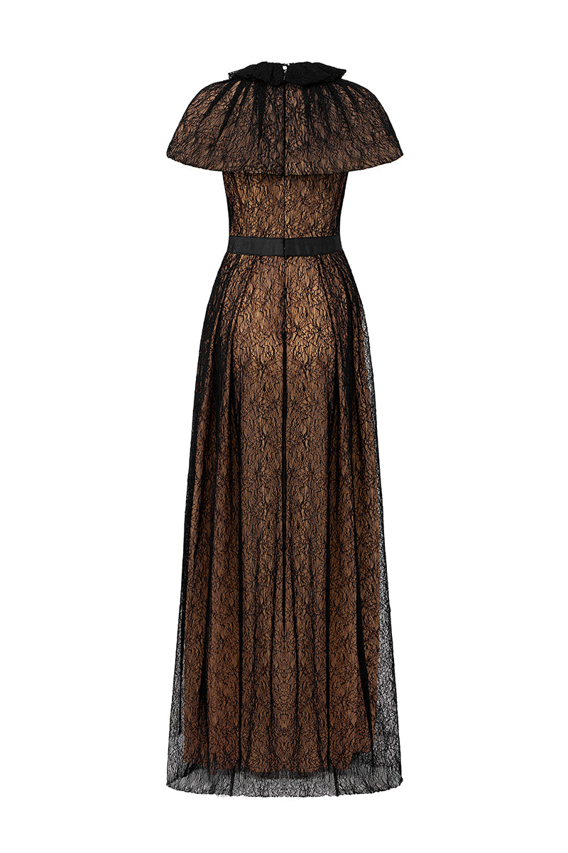 VINE GUIPURE LACE MAXI DRESS IN BLACK VINE GUIPURE LACE MAXI DRESS IN BLACK
