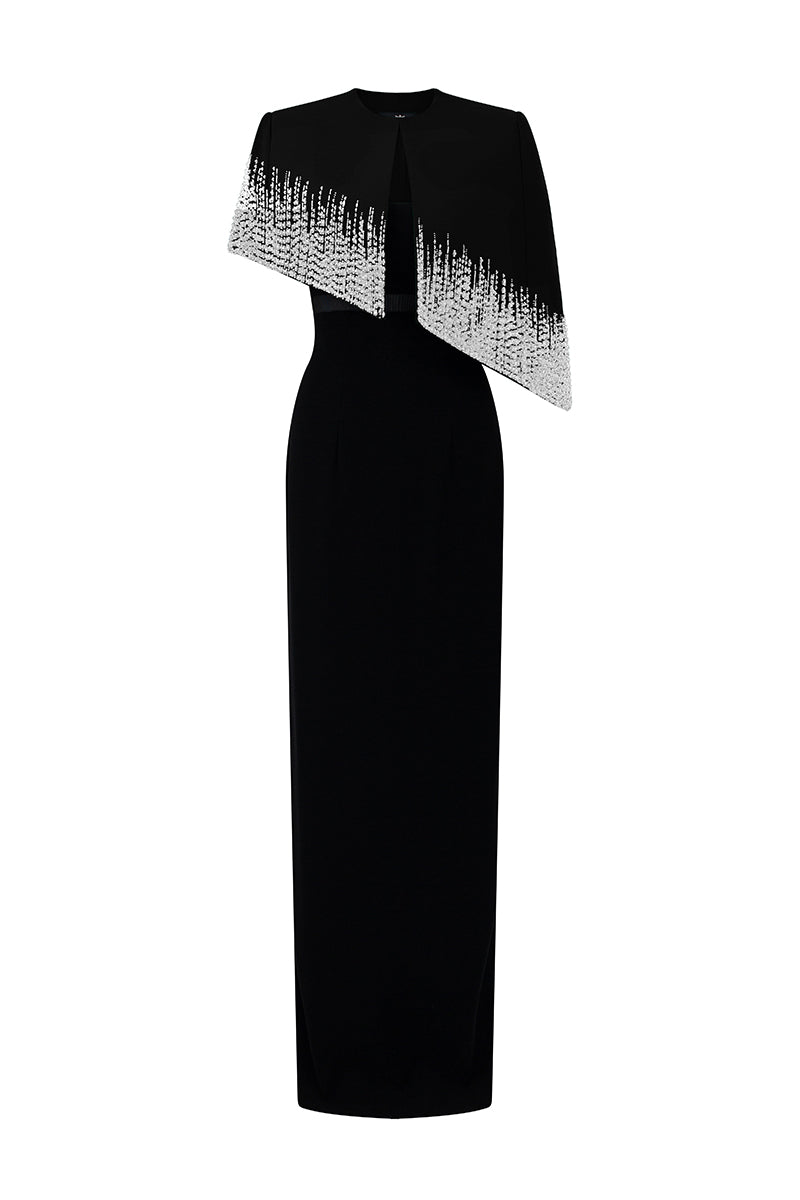 luxury crepe fabric dress with sleeves Lexi Scuba Crepe Long Sleeve Dress