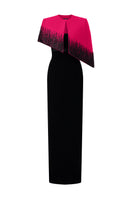 Pink crepe de chine taffeta gown by I.H.F, elegant floor-length evening dress with flowing fabric and refined design.