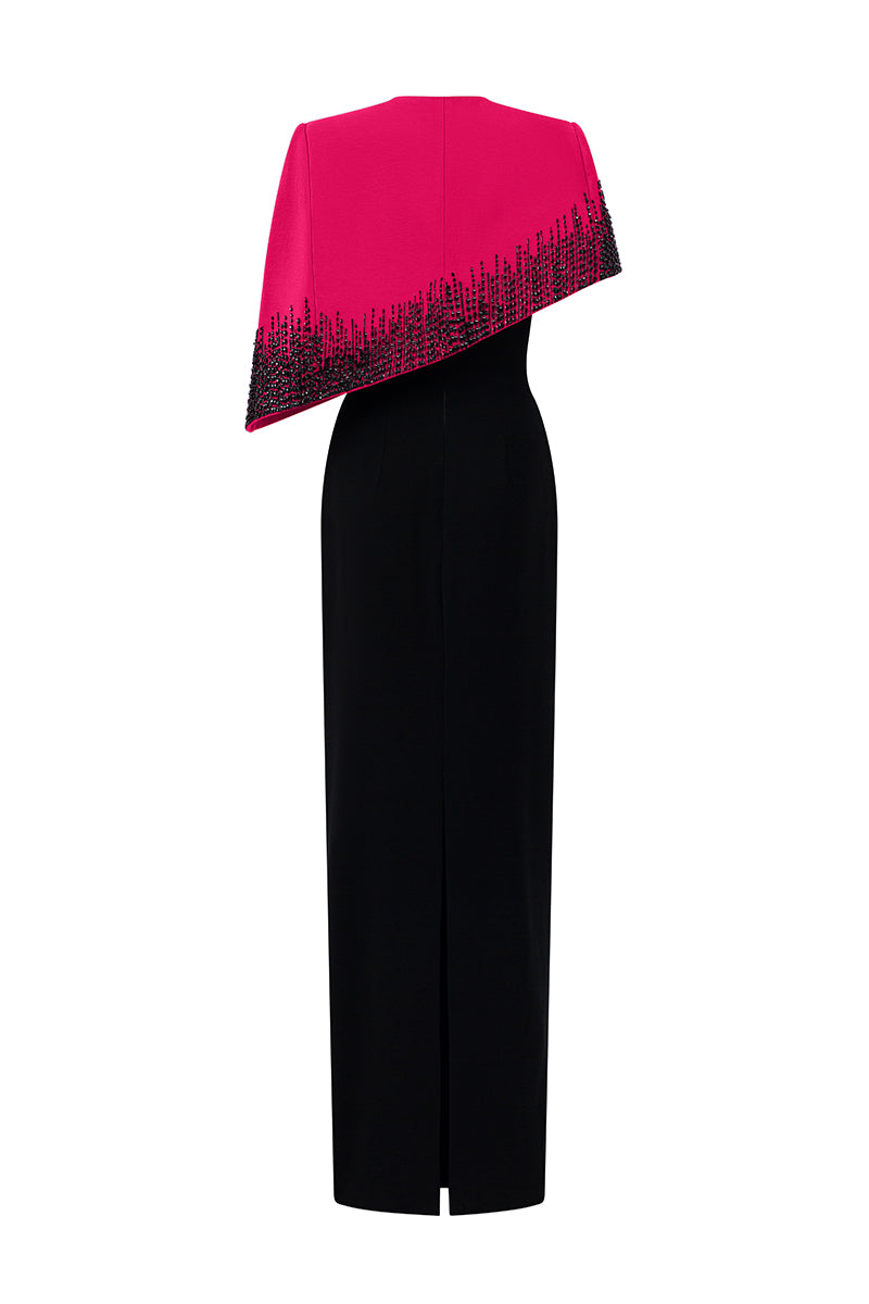 Pink crepe de chine taffeta gown by I.H.F featuring a flowing silhouette and elegant design.