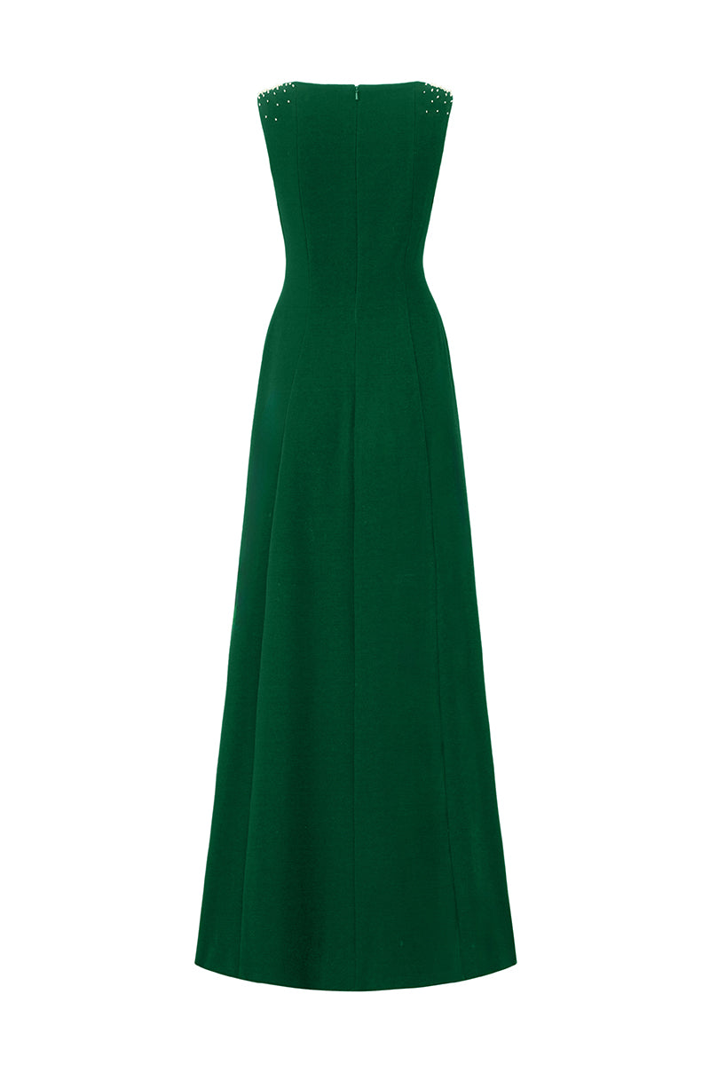 KAY CREPE DE CHINE SILK LINED MAXI DRESS IN GREEN | CULT MIA | I.H.F KAY CREPE DE CHINE SILK LINED MAXI DRESS IN GREEN | CULT MIA | I.H.F