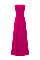 Pink crepe de chine A-line gown by I.H.F featuring elegant flowing fabric and a flattering silhouette.