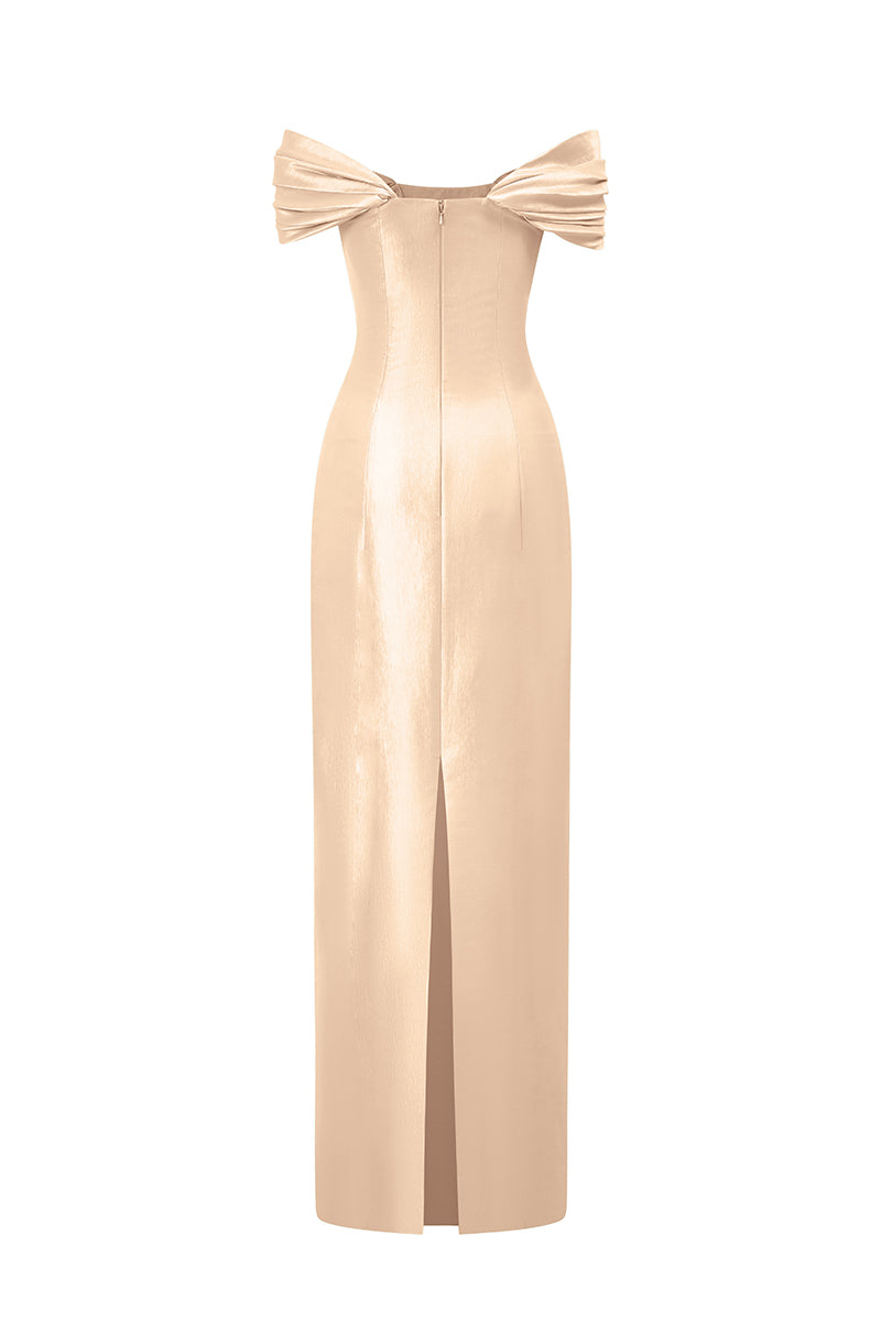 TAFFETA SILK LINED MAXI DRESS IN CREAM | CULT MIA