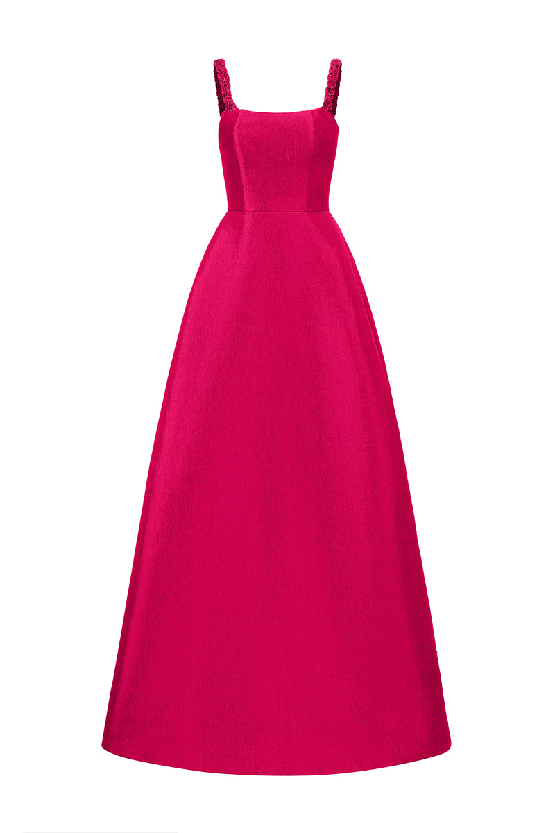Pink Taffeta Silk Lined Maix Gown by I.H.F, elegant evening dress with detailed fabric and luxurious finish.
