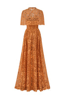 Orange CULT MIA X I.H.F bustier A-line gown with fitted bodice and flowing skirt, stylish evening dress from I.H.F.