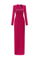 Pink crepe de chine silk-lined gown by I.H.F, elegant floor-length dress with flowing fabric and delicate details.