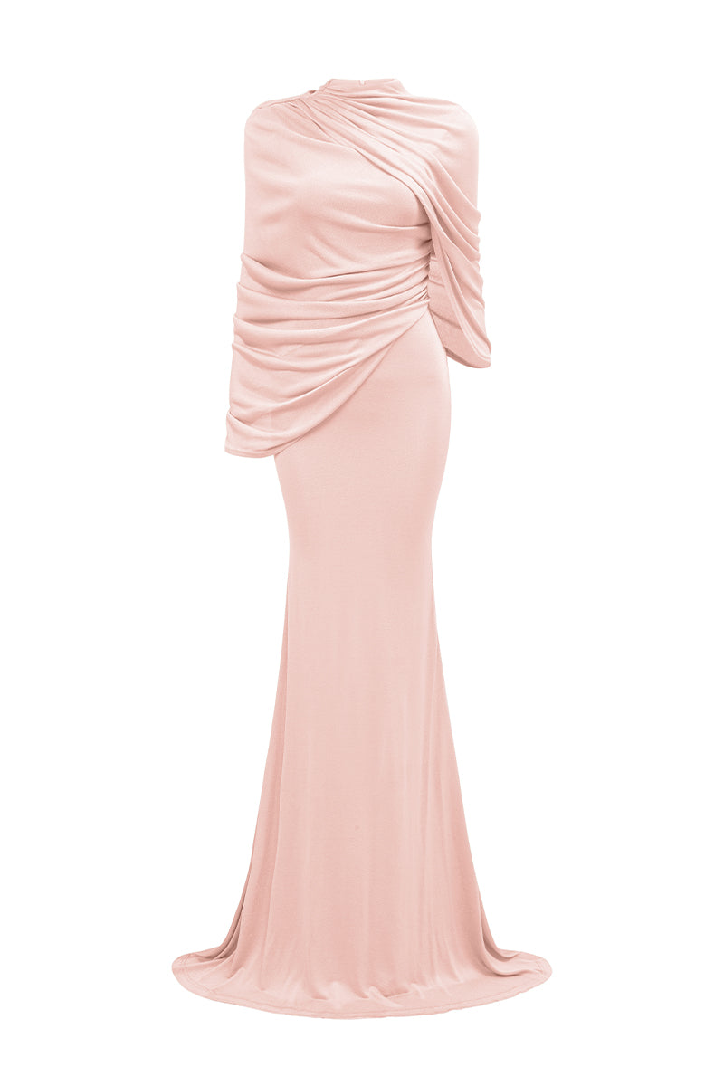 BONNIE SHIMMER JERSEY MAXI DRESS IN PINK