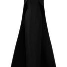 Black strapless taffeta silk-lined gown by I.H.F, shown in elegant design with a fitted bodice and flowing skirt.