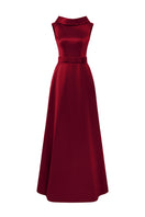 Red Holly shimmer satin silk-lined gown by I.H.F, featuring elegant draping and a luxurious silky finish.